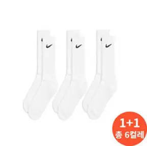 일이오 1+1 나이키 에브리데이 쿠션 장목양말 2팩 6세트 SX7664-100, M