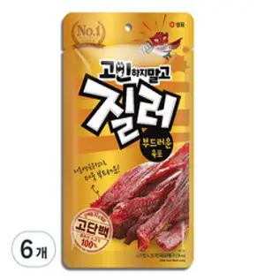 샘표 질러 부드러운 육포, 70g, 6개