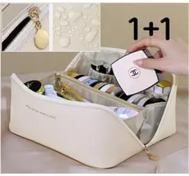 투유리샵 [하나더상품] 1+1 차곡차곡 여러가지 포켓 사이즈로 깔끔하게 정리가 가능한 수납력 우아한 손잡이 달린 대용량 화장품 파우치 가방 가성비