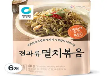 청정원 견과류 멸치볶음, 60g, 6개