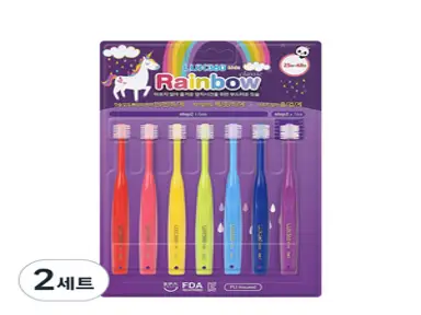 럭스360 레인보우 어린이 유아칫솔 2단계 6P + 3단계 1P, 혼합색상, 7개입, 2세트