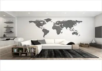 거두심디자인 세계지도 인테리어 벽면장식 시트지, 블랙, M(95x48cm)