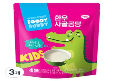 푸디버디 유아용 한우 사골곰탕, 180g, 3개