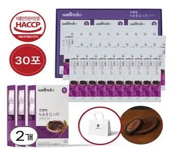 웰녹 전병태 녹용진액 홍삼스틱 30포 + 쇼핑백, 60개, 15ml
